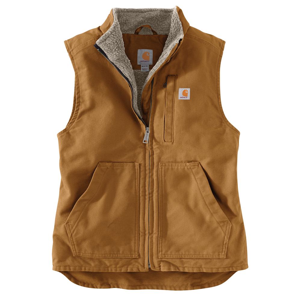 104224 - Carhartt Women's Loose Fit Washed Duck Sherpa Lined Mock Neck Vest (Stocked In Canada)*