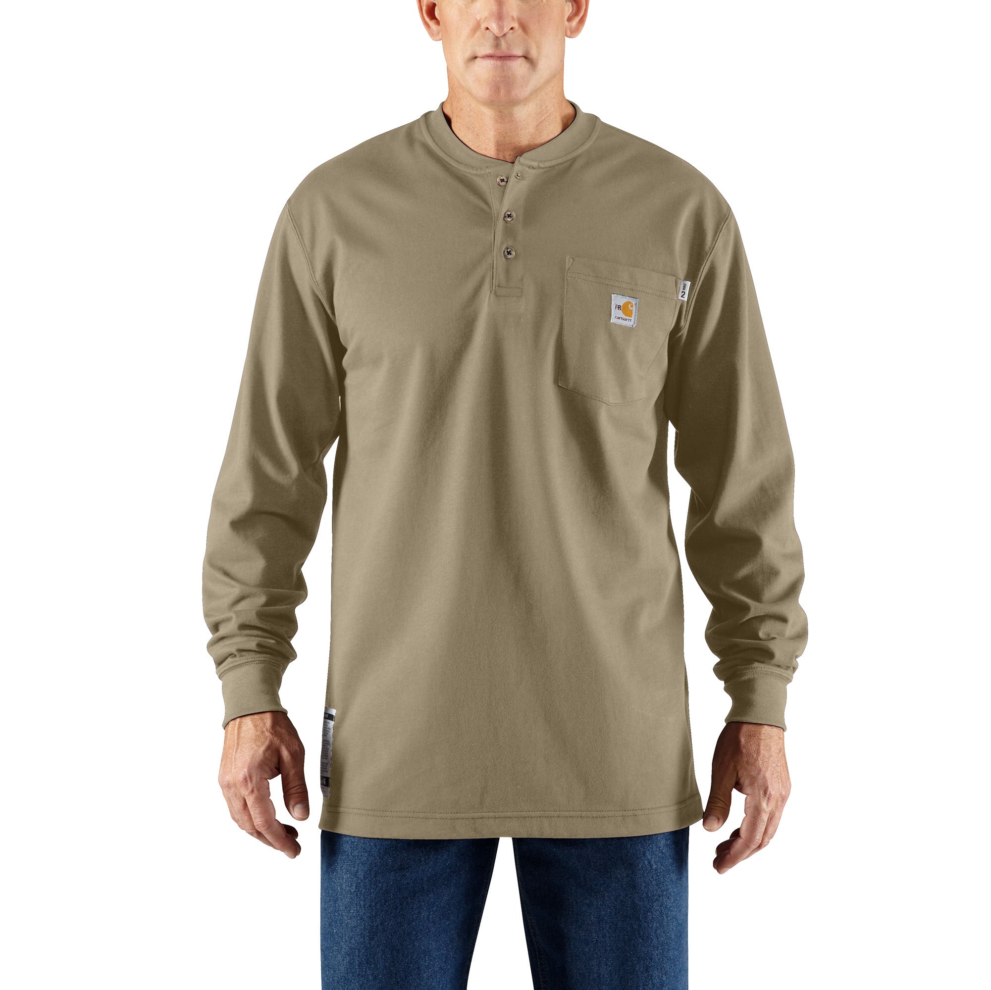 100237 - Carhartt FR Force Cotton Long-Sleeve Henley (Stocked In USA)
