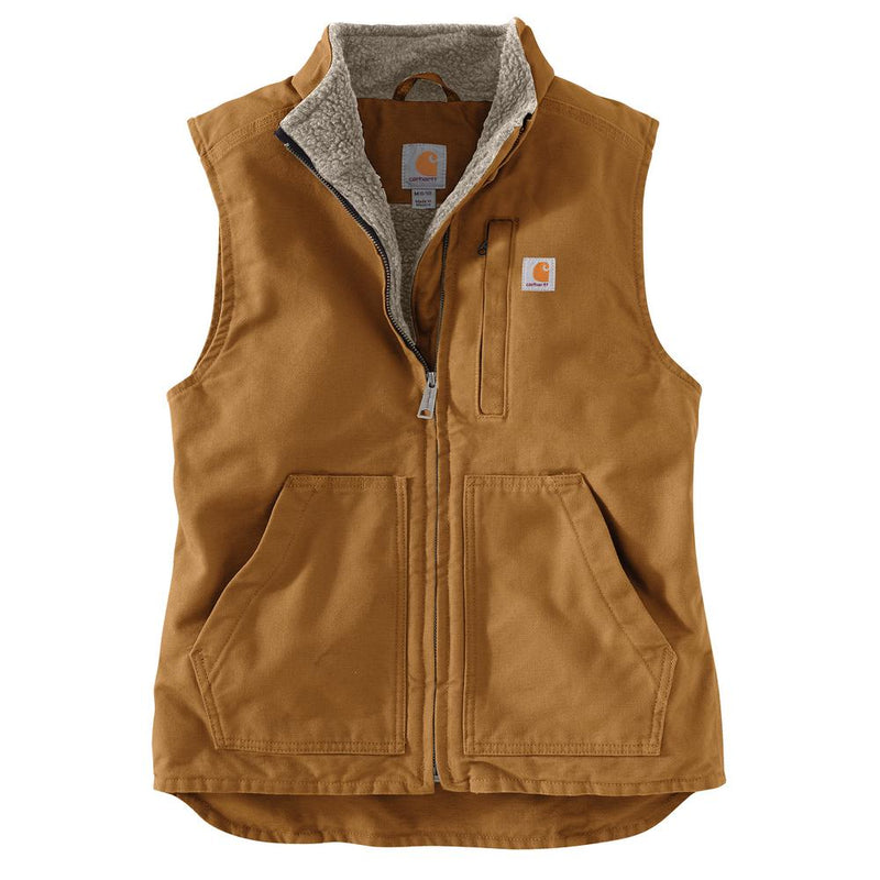 104224 - Carhartt Women's Loose Fit Washed Duck Sherpa Lined Mock Neck Vest (Stocked In Canada)