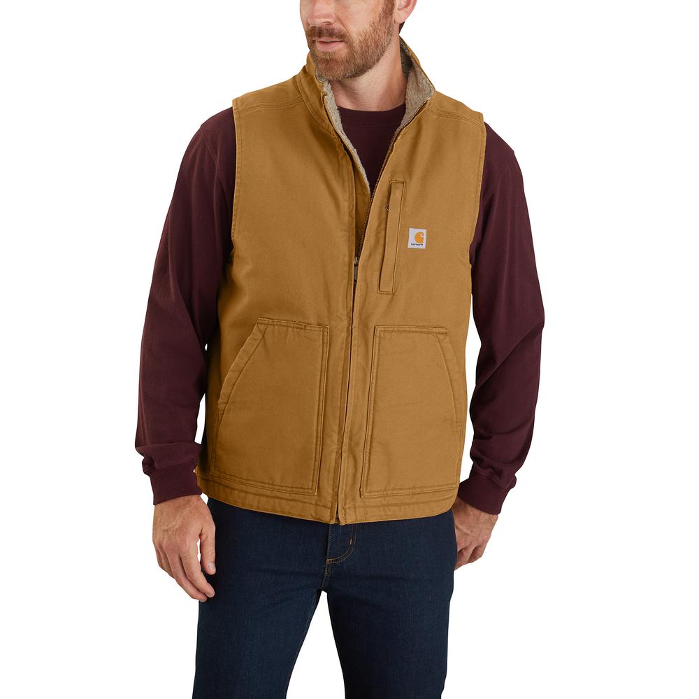 104277- Carhartt Washed Duck Sherpa Lined Mock Neck Vest (Stocked In Canada)*