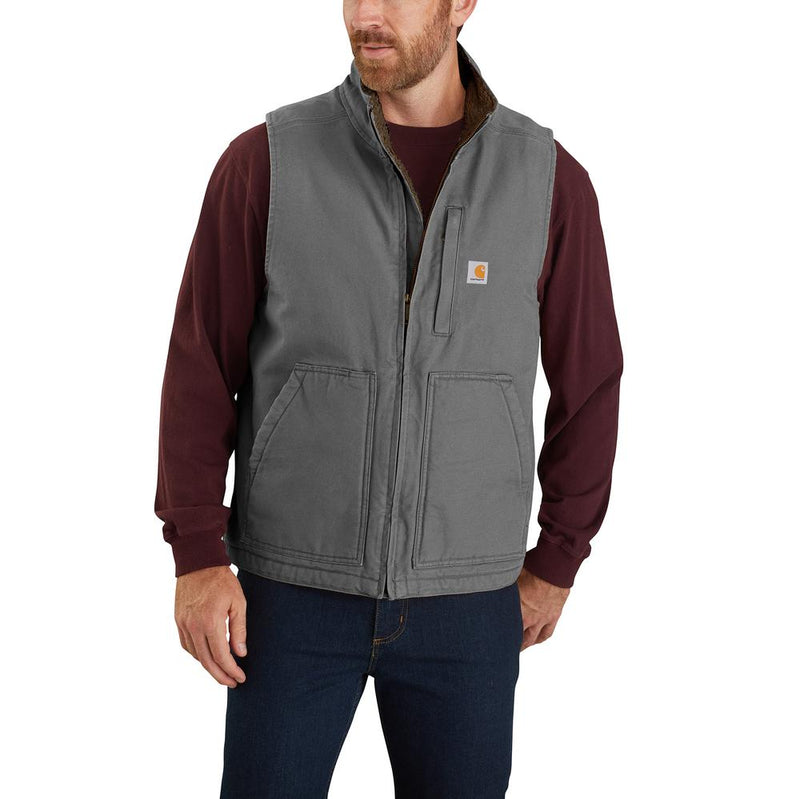 104277- Carhartt Washed Duck Sherpa Lined Mock Neck Vest (Stocked in USA)