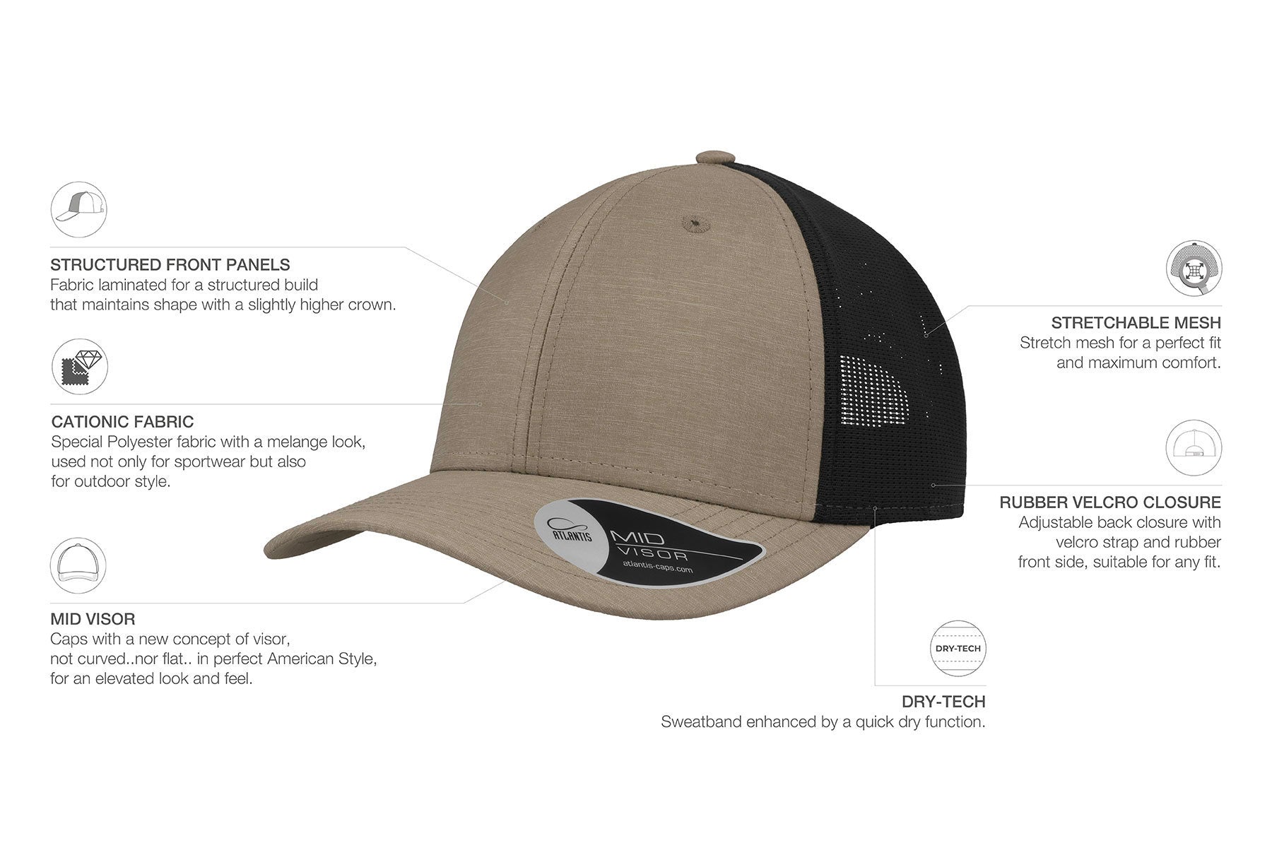 WHIPPY Atlantis 6 Panel 100% Poly Cap (Stocked In Canada)