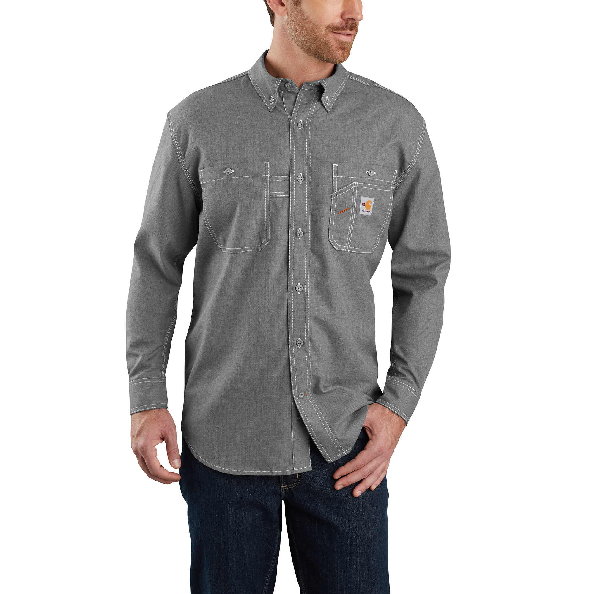 104138 - Carhartt FR Force Original Fit Lightweight Long Sleeve Button Shirt (Stocked In USA)