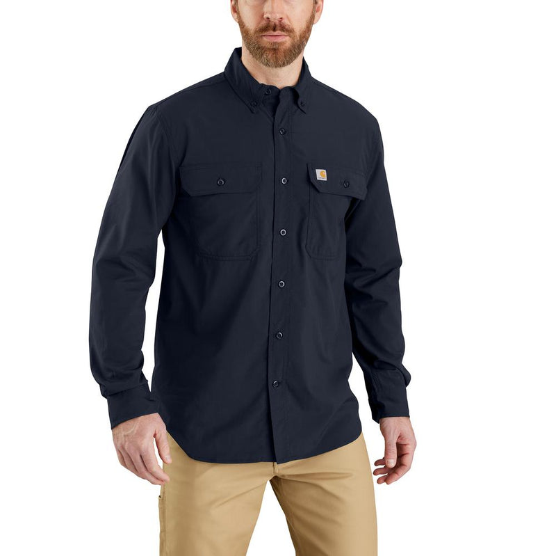 105291 - Force Relaxed Fit Lightweight Long-Sleeve Button Down Shirt (Stocked In USA)